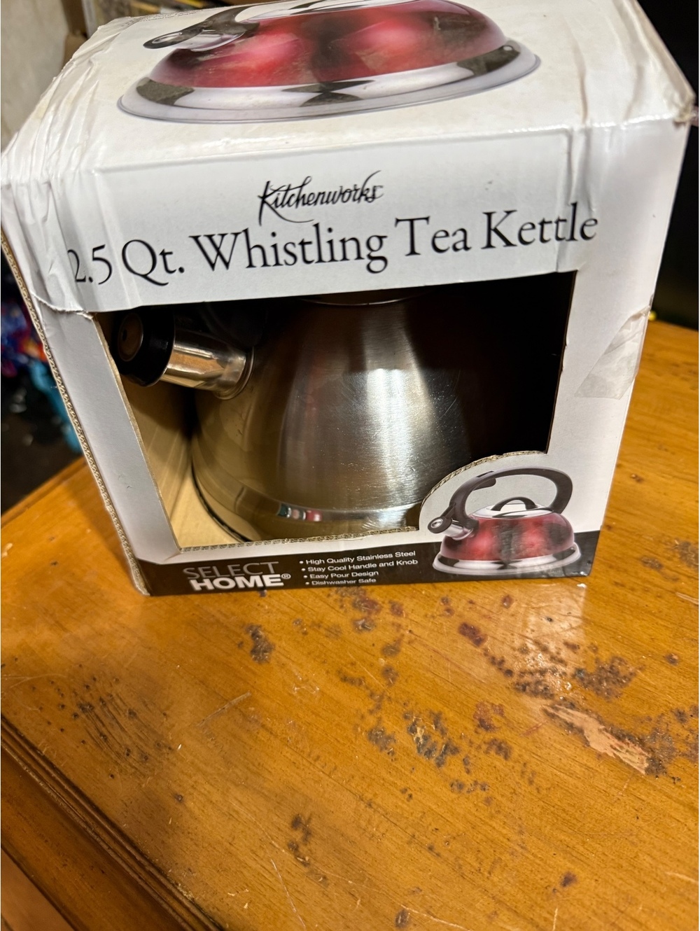 2.5 Qt. Whistling Tea Kettle Stainless Steel with Black Handle